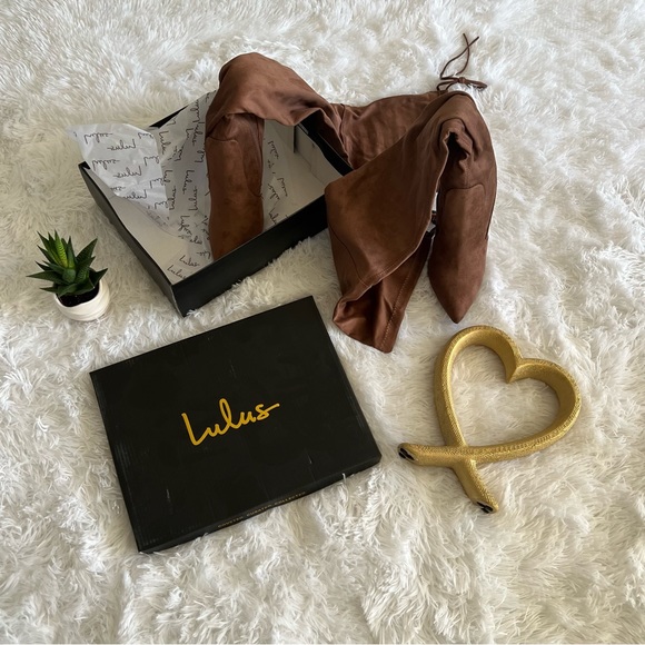 NWT LULUS Natiee Taupe Suede Pointed-Toe Over-the-Knee Boots - Picture 2 of 10